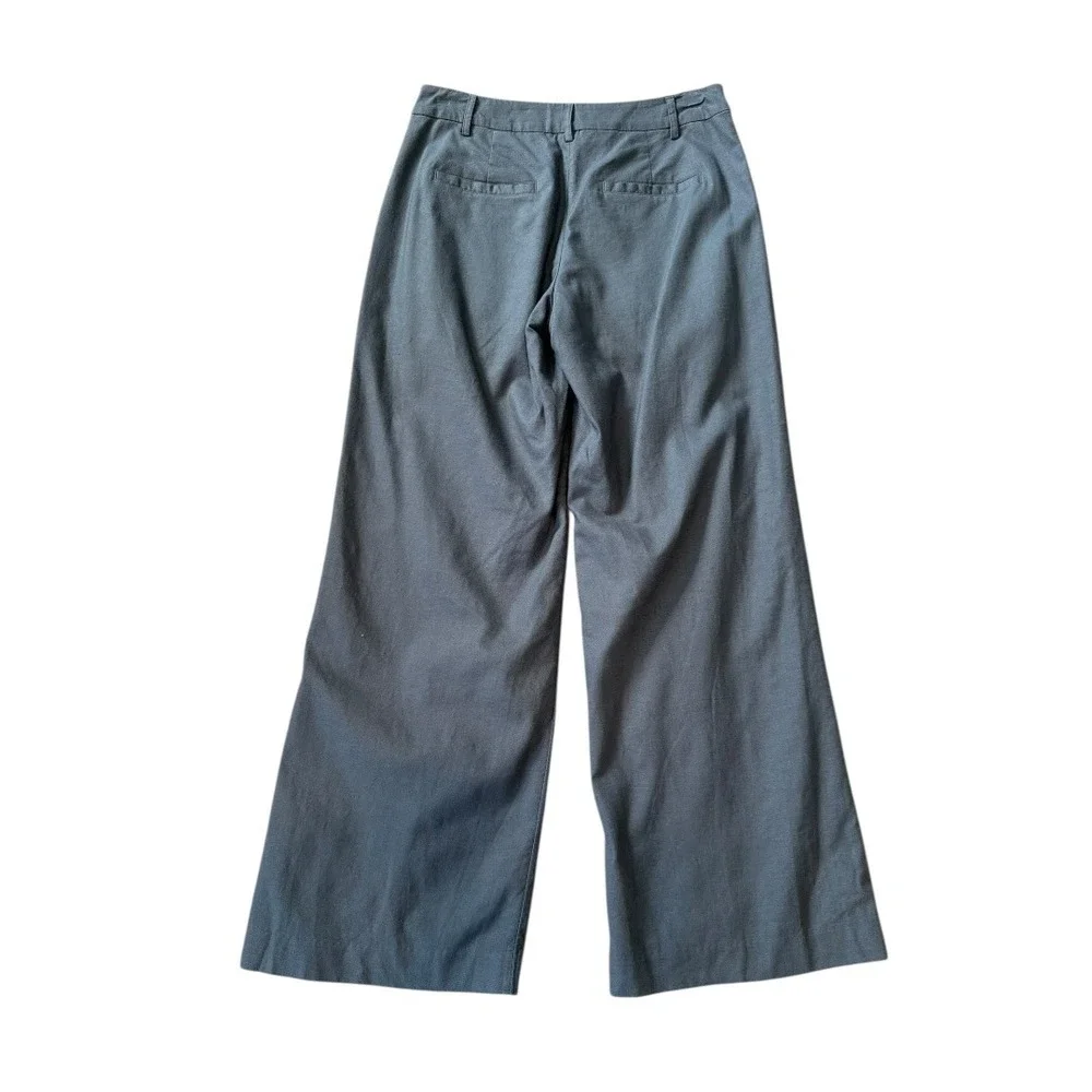 Open Edit Women's Wide Leg Pintuck Seam Trousers Gray‎ Blue Size Small NWOT